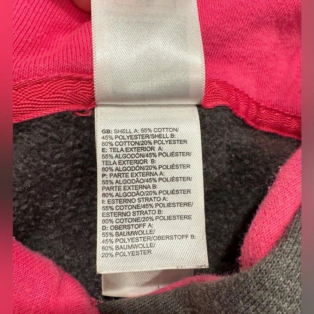 THE NORTH FACE—M, Hooded Sweatshirt, Gray, Hot Pink w/ White/Hot Pink Logo - Picture 4 of 4